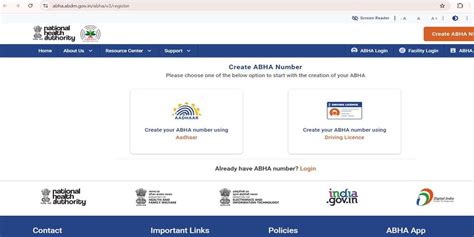 abha id registration by aadhar.
